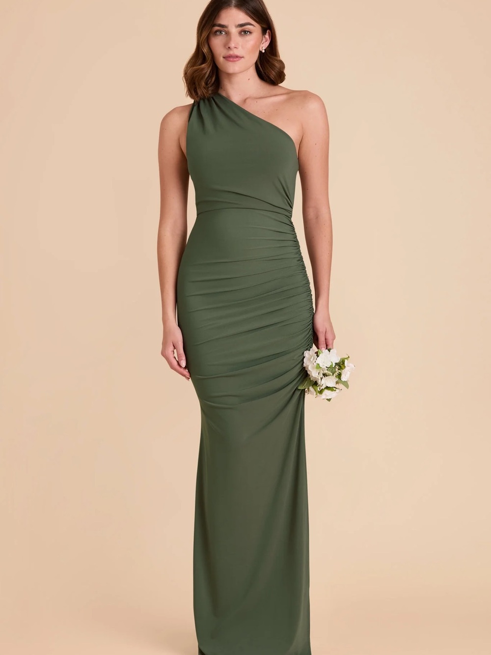 Birdy Grey One-Shoulder Claudia Dress Olive Green